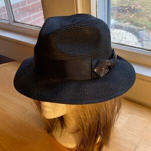 Black Steven land Hollywood collection straw hat brim band black size M in good